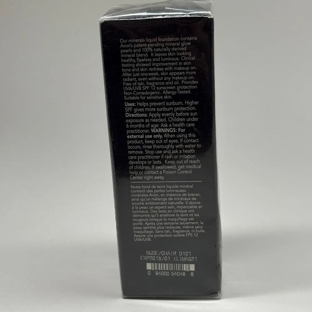 NEW Avon Smooth Minerals Liquid Foundation 1 fl oz SPF 12 D101 NUDE NOS‎ 2015